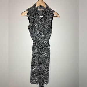 BANANA REPUBLIC Heritage Black White Belted Dress Size 4 Cotton Blend Career